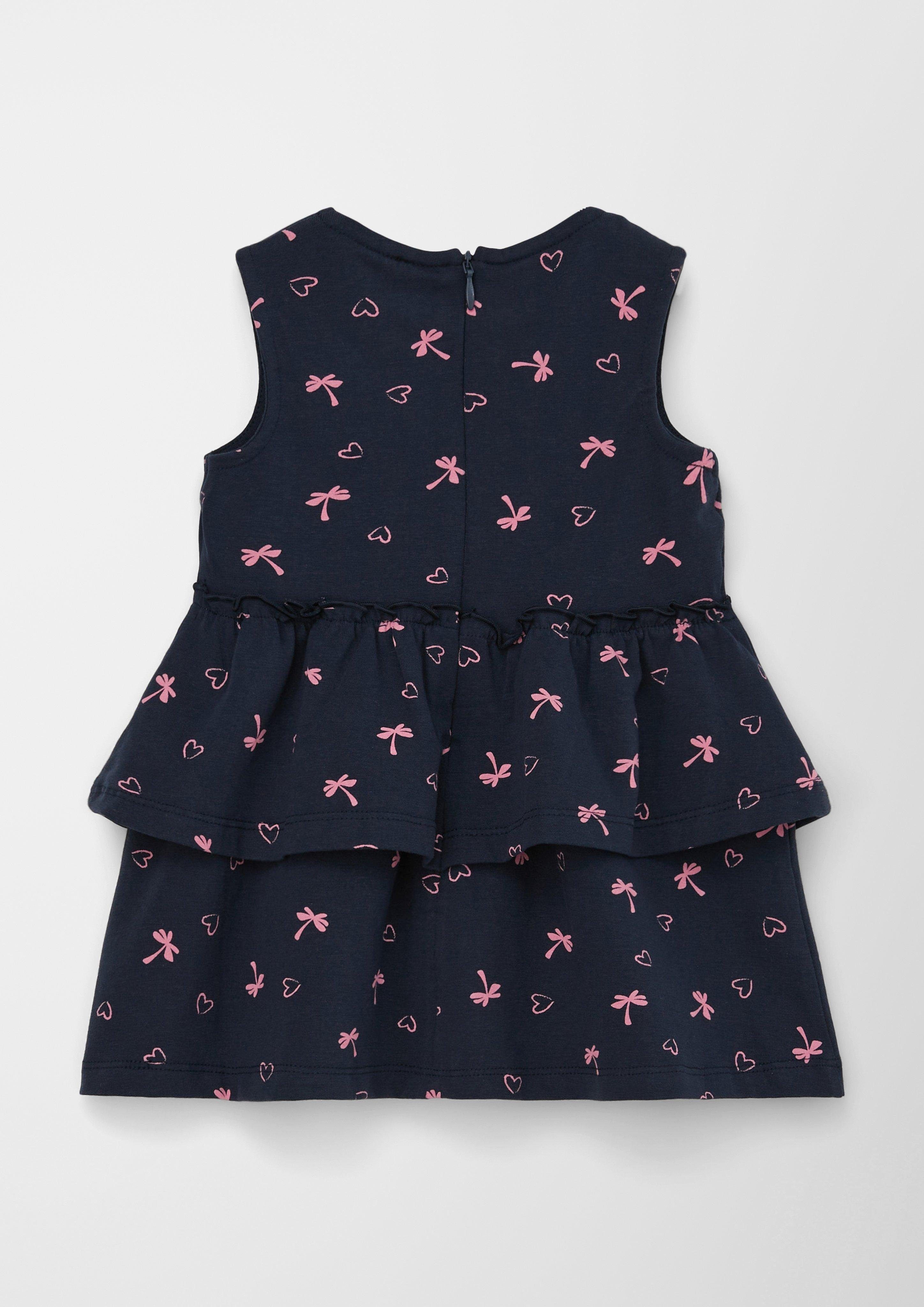 navy Jerseykleid Volants mit Baumwollkleid Raffung s.Oliver