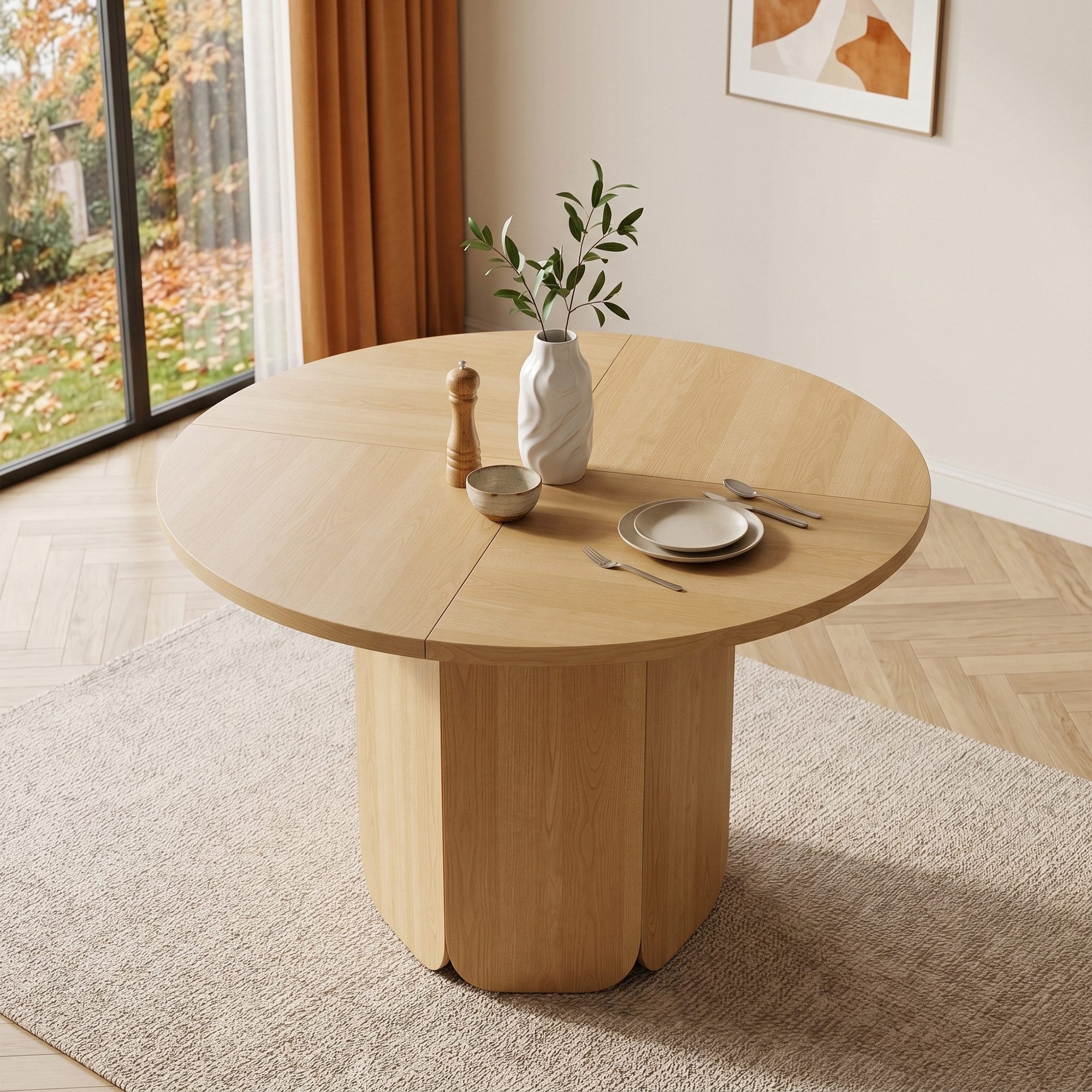 Flieks Esstisch (120x75 cm, 1-St., 1 Tisch), runder Küchentisch Schreibtisch Bürotisch Scandistil Eichenfarbe