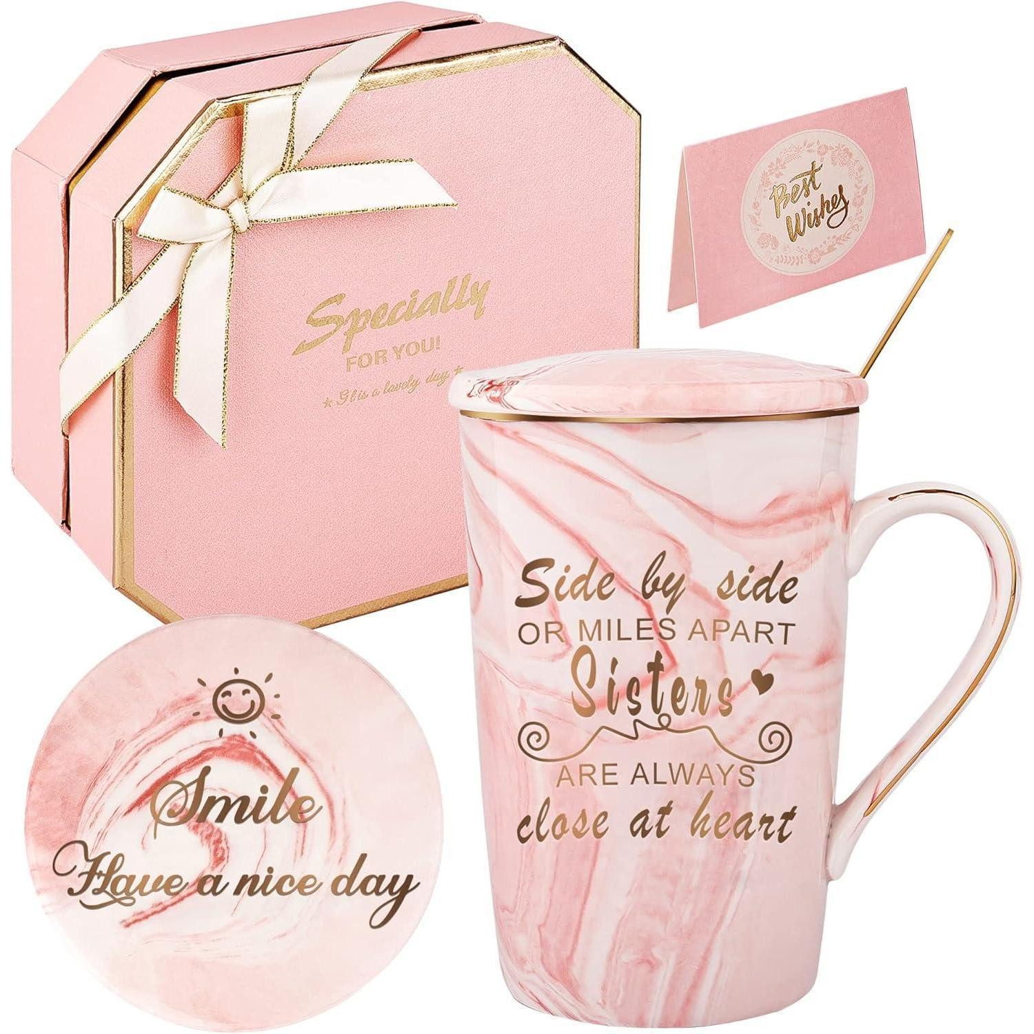 LuxusKollektion Tasse Schwester Geschenke Becher Set - Side by Side oder Miles Apart Sisters