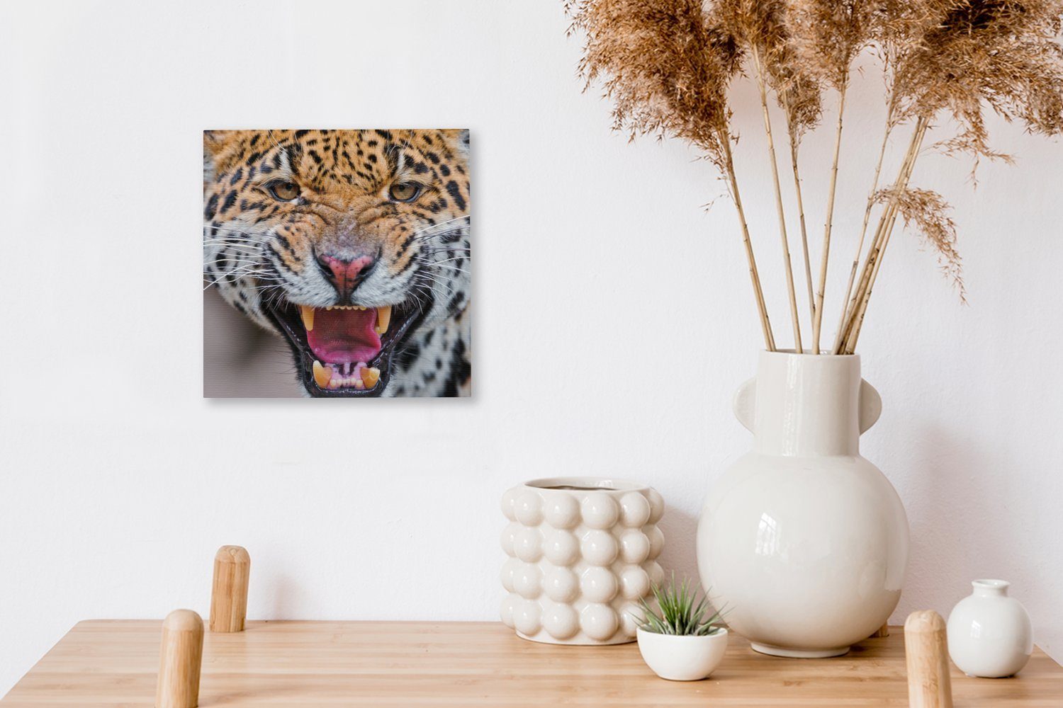 Tier, Bilder Wohnzimmer - Makro für (1 Jaguar - Schlafzimmer OneMillionCanvasses® Leinwand bunt Leinwandbild St),