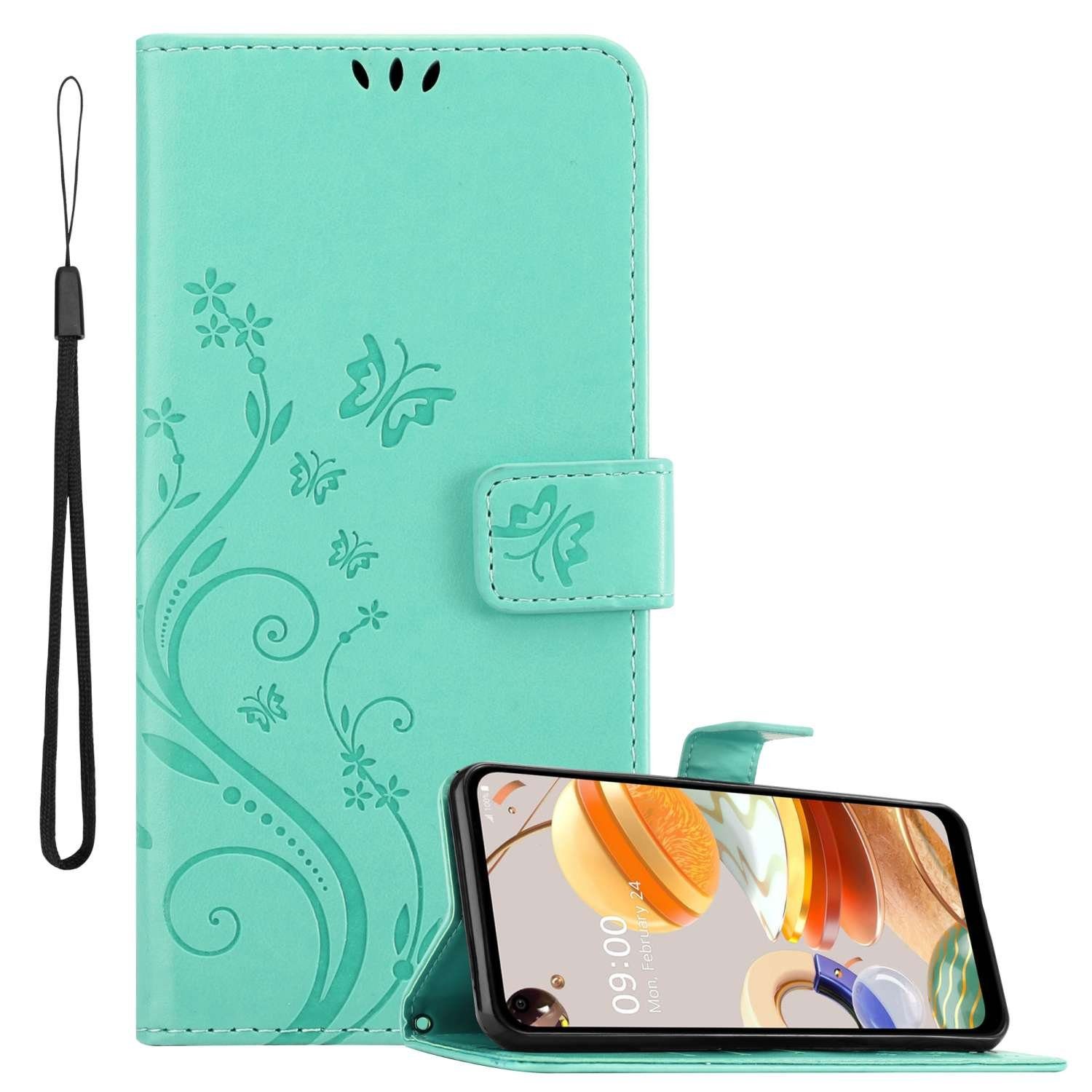 Cadorabo Handyhülle für LG K61 Hülle LG K61, Hülle Schutzhülle Blumen Flower mit Standfunktion Kartenfach Magnet