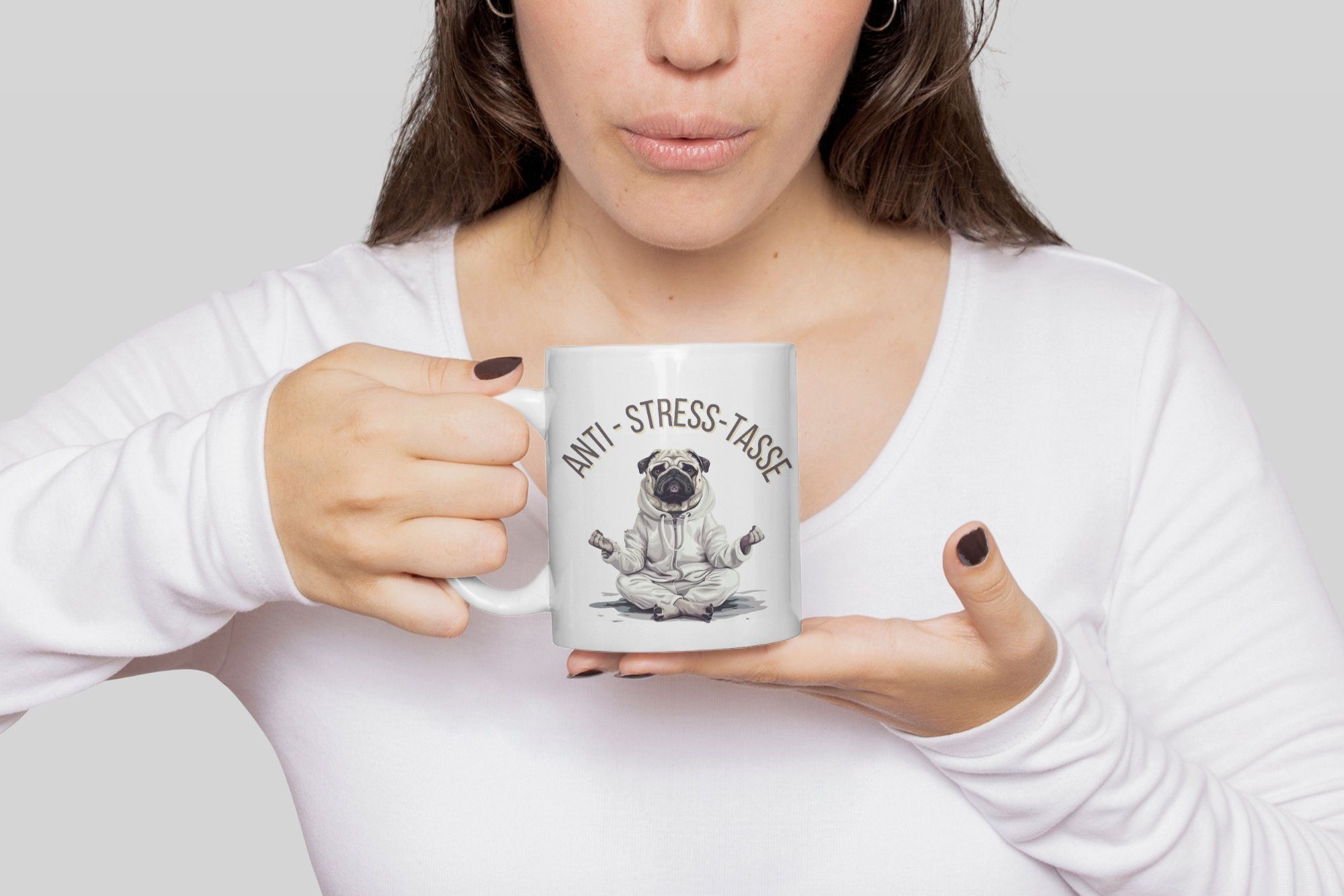 WS-Trend Tasse Yoga Hund Anti Stress Keramik Kaffeetasse Teetasse, 1-tlg., Keramik, 325 ml