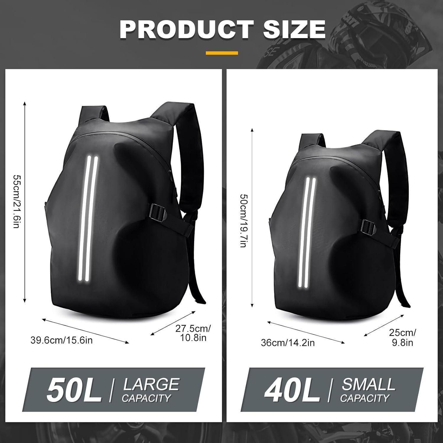 LuxusKollektion Sportrucksack Motorrad Rucksack Helmrucksack wasserdicht Herren schwarz F-schwarz L