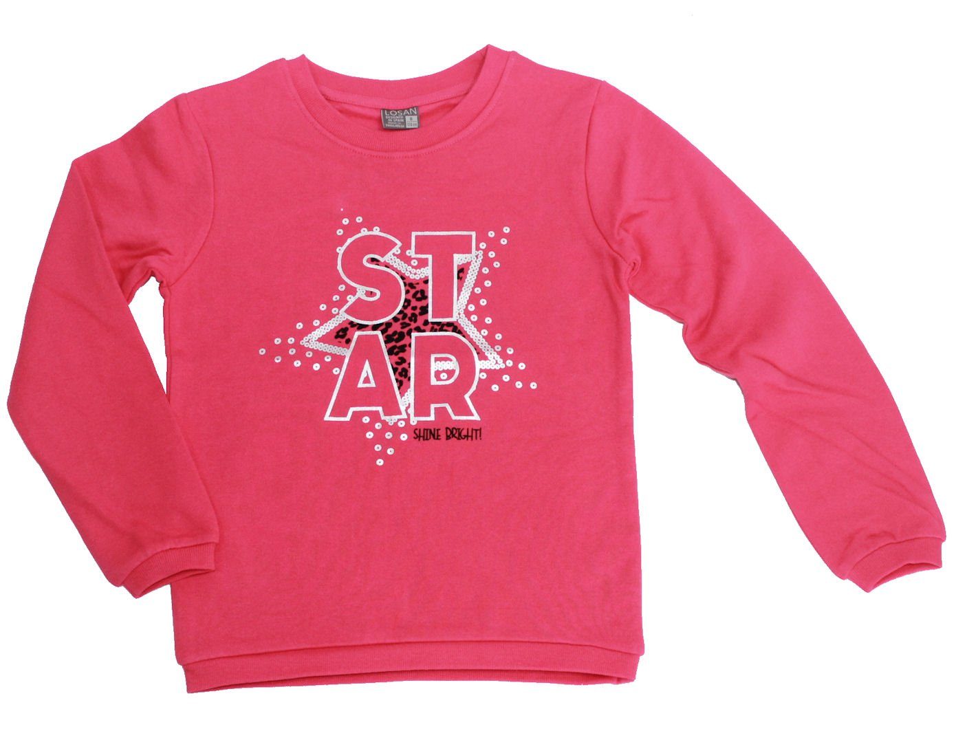 Sweatshirt Losan Mädchen Sweatshirt Pullover Star shine bright fucsia