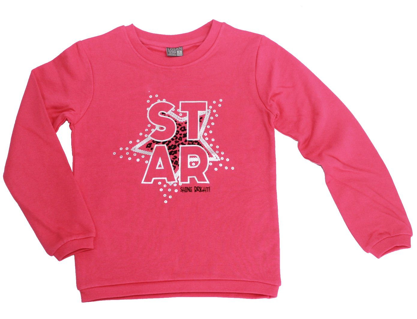 LOSAN Sweatshirt Losan Mädchen Sweatshirt Pullover Star shine bright fucsia (1-tlg)