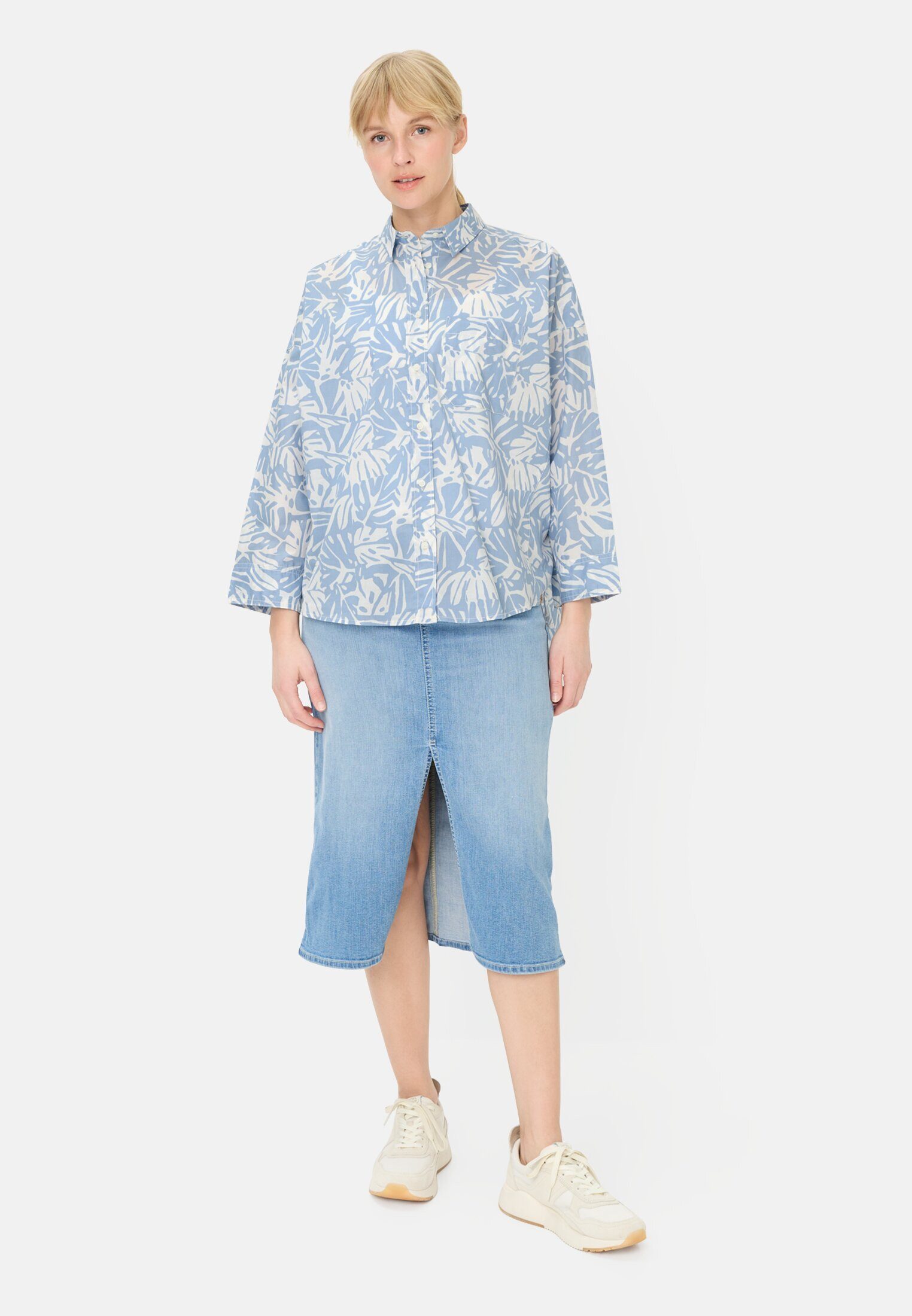 camel active Shirtbluse mit Knopfleiste Dreiviertelarm