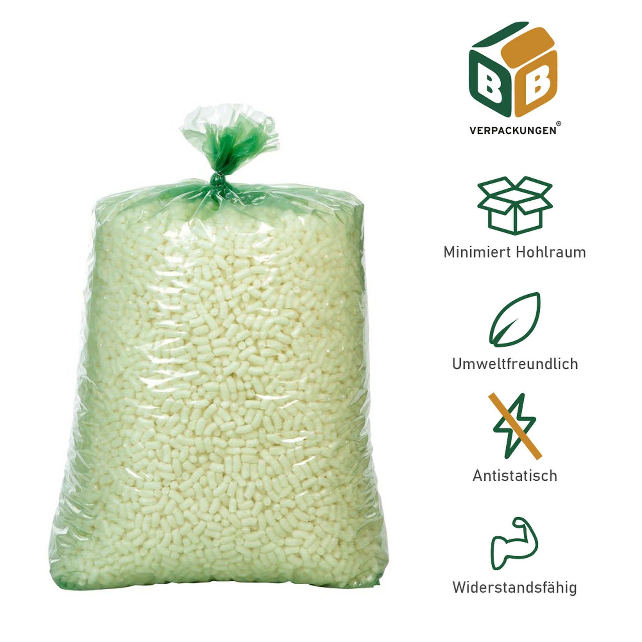 BB-Verpackungen Schutzpolster Helle Bio-Verpackungschips 300 Liter "SMALL" Füllmaterial (1 St), 15 x 40 mm