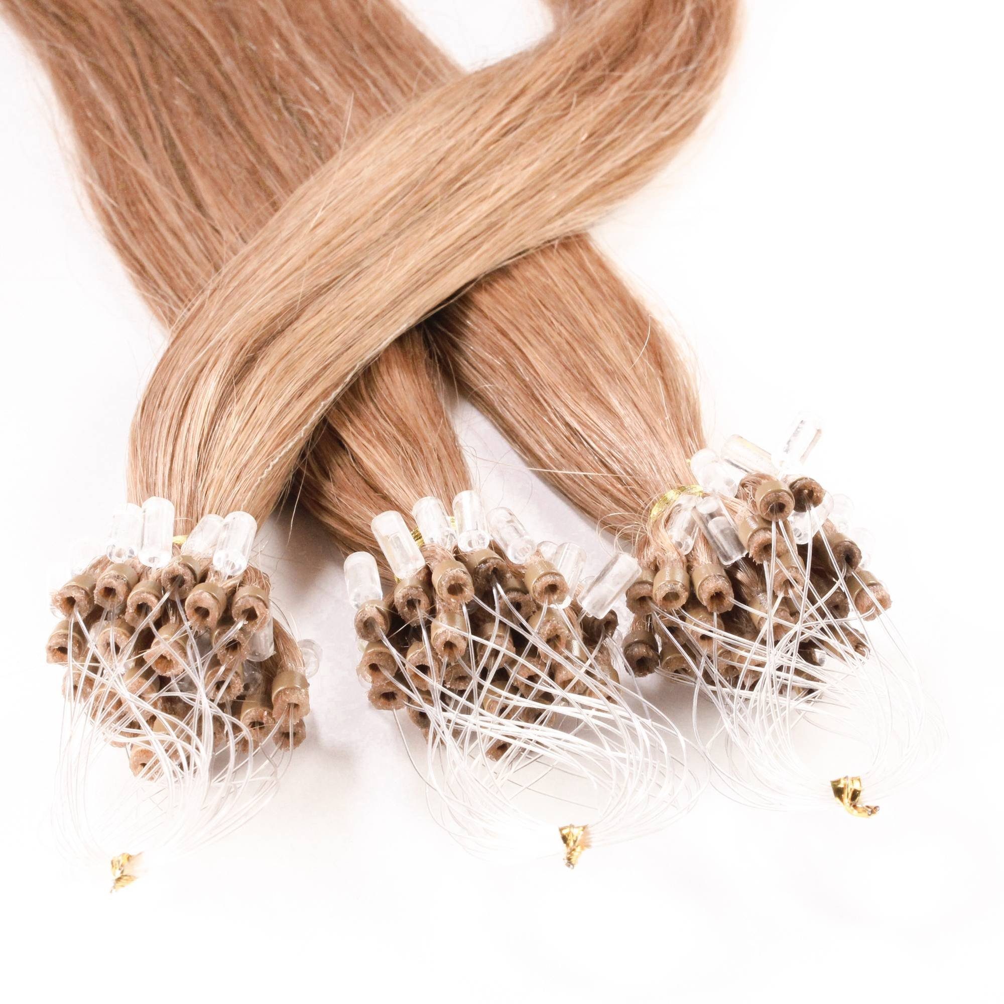 hair2heart Echthaar-Extension Microring Loops - glatt #8/01 Hellblond Natur-Asch 0.5g 40cm