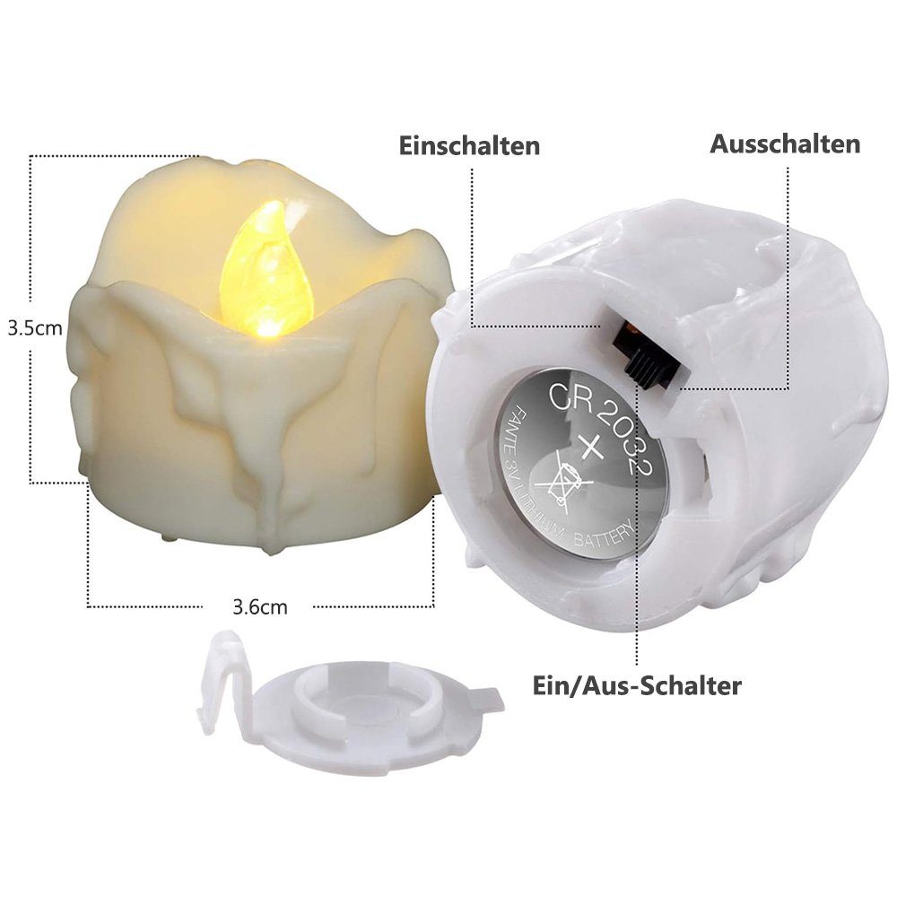 MUPOO LED-Kerze LED Flammen 24 er LED-Kerze Fairy Lights,3D Flamme Batterie günstig online kaufen