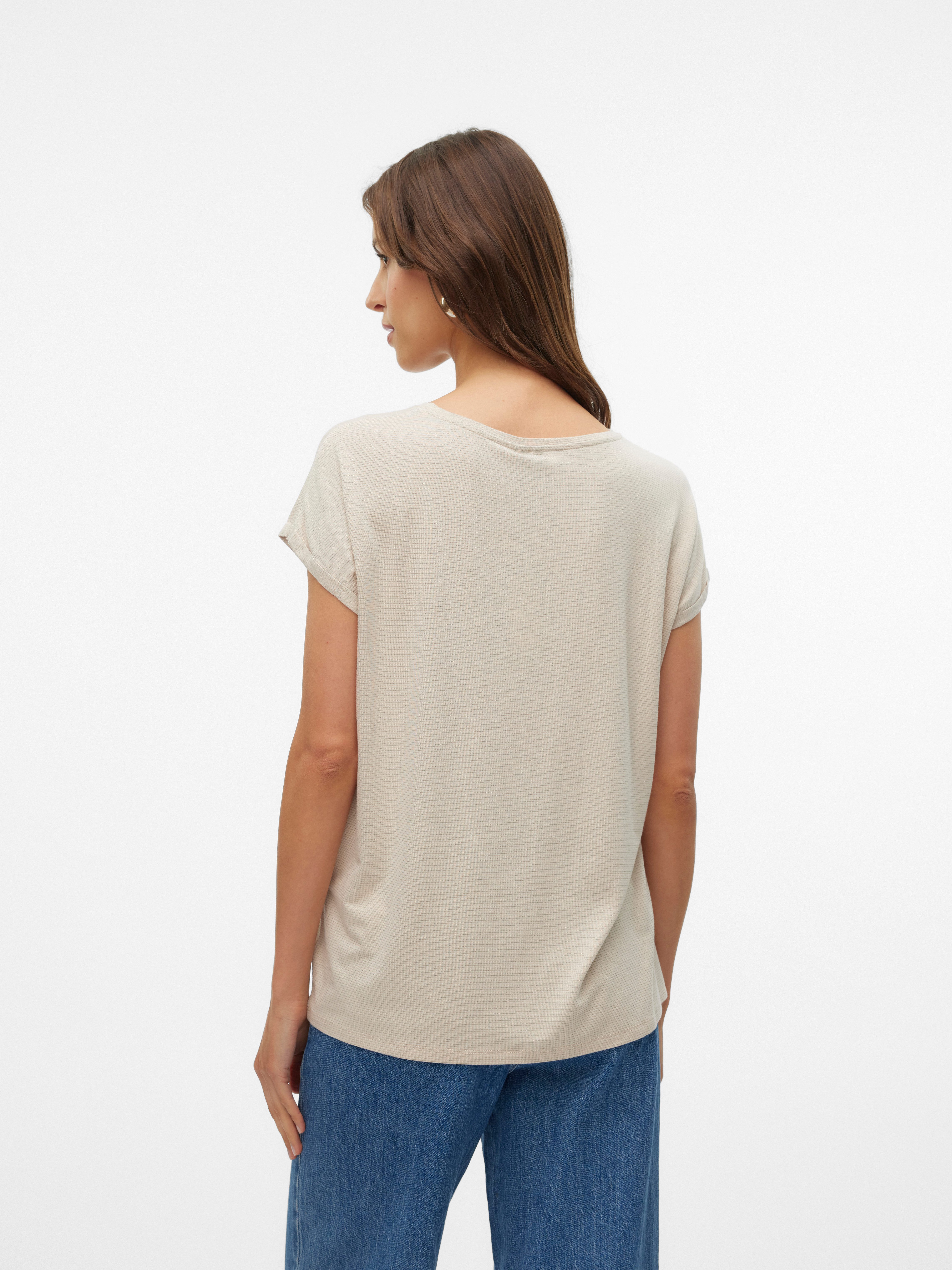 Vero Moda Rundhalsshirt VMLAVA PLAIN SS TOP LUREX STRIPE Viskosemischung, loose fit