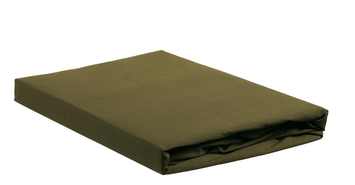 Ambiante Spannbettlaken Spannbettlaken Baumwoll Uni HL Olive Green 70x200 grün, Baumwolle, Gummizug: Rundum, (1 Stück), Spannbettlaken Spannbetttuch Laken mit Gummizug