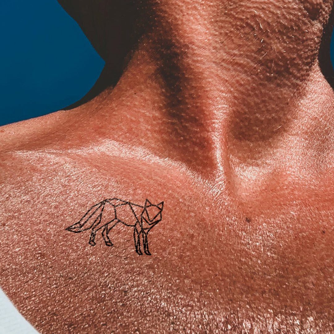 Inkster Schmuck-Tattoo Geometrischer Fuchs, wasserfestes temporäres Tattoo, 2 Wochen Halt
