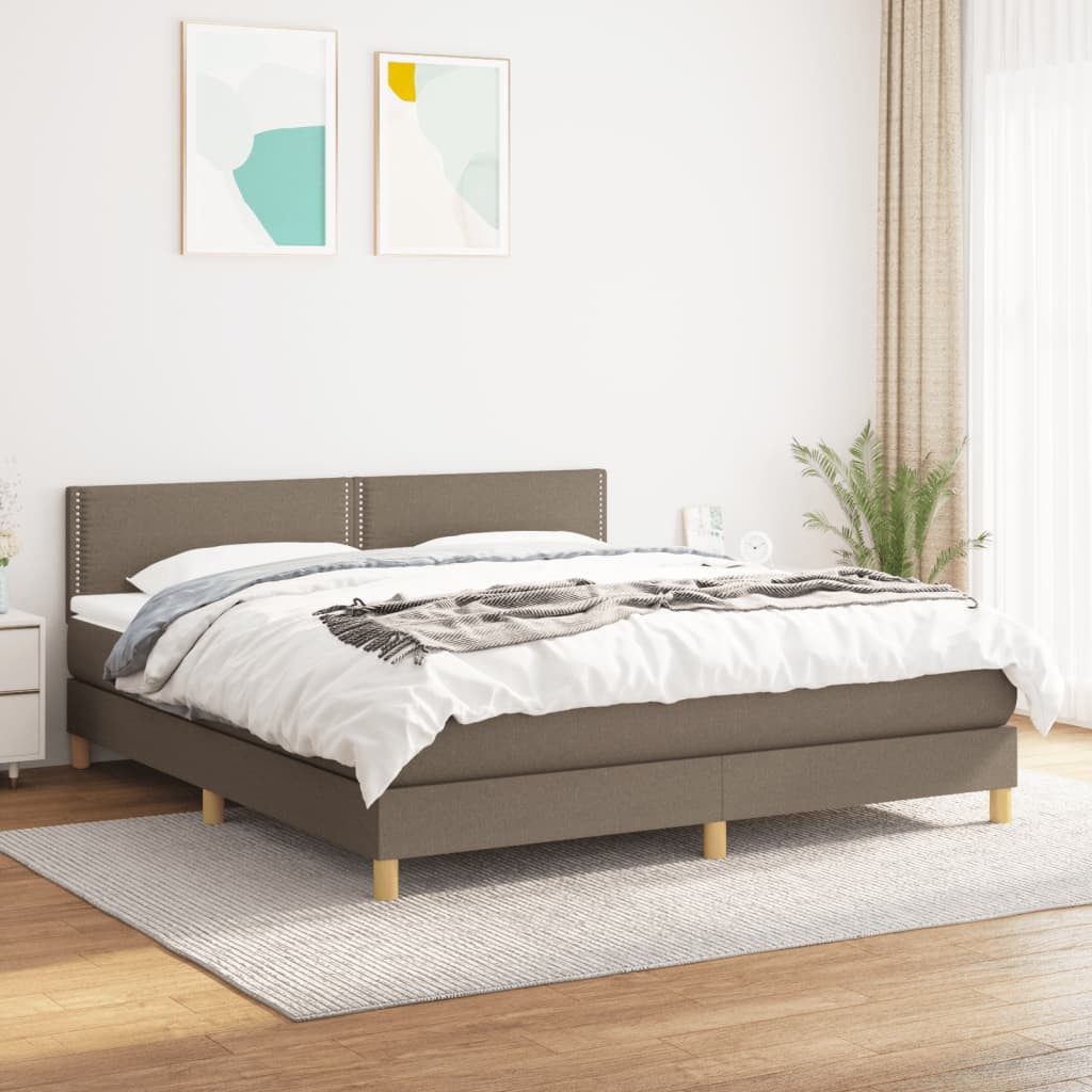 Bett Boxspringbett Taupe 203x180x78/88 cm mit Taschenfederkernmatratze