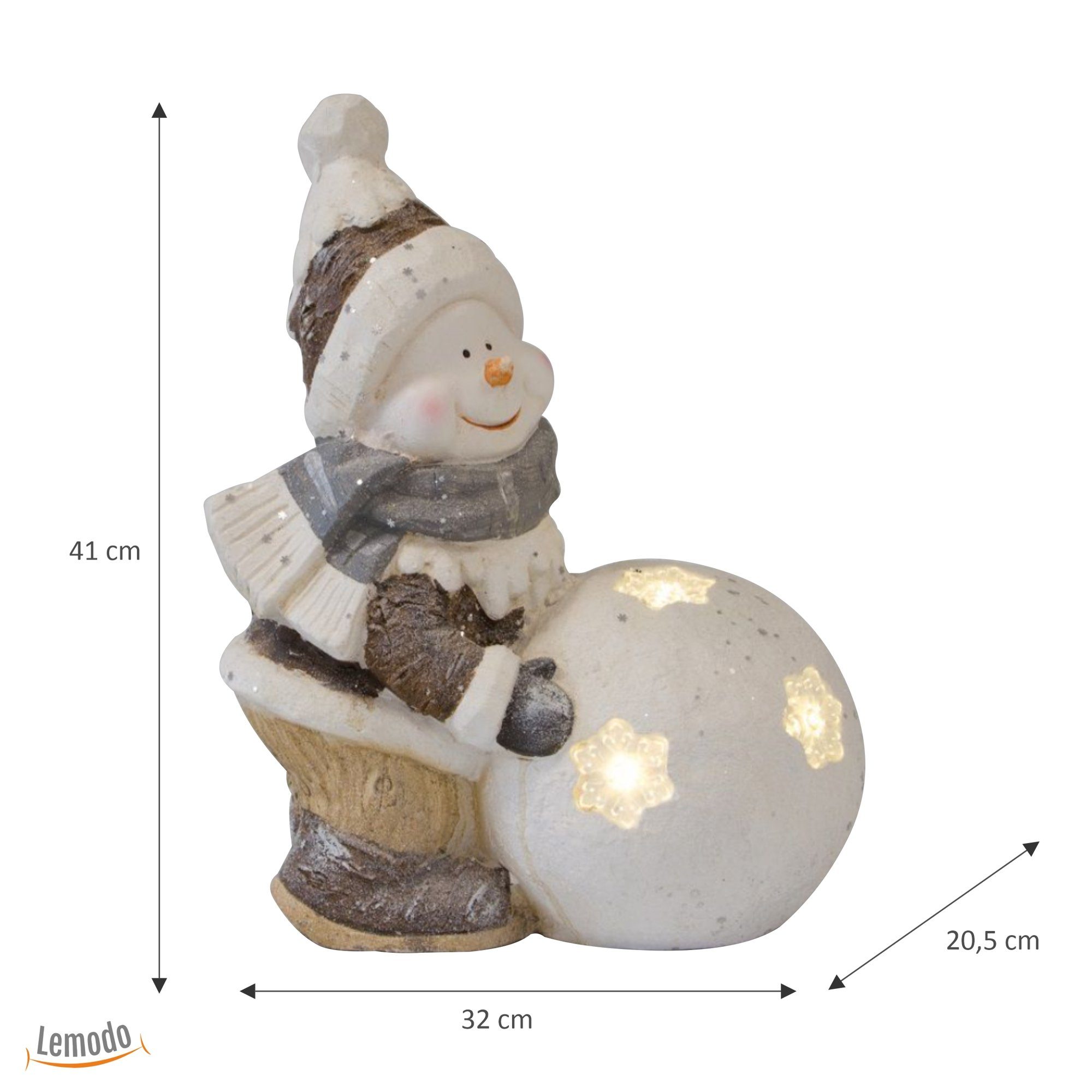 Lemodo Weihnachtsfigur Weihnachtsdeko für außen, Schneemann mit LED