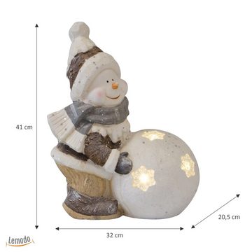 NATIV Garten Weihnachtsfigur Weihnachtsdeko für außen, Schneemann mit LED