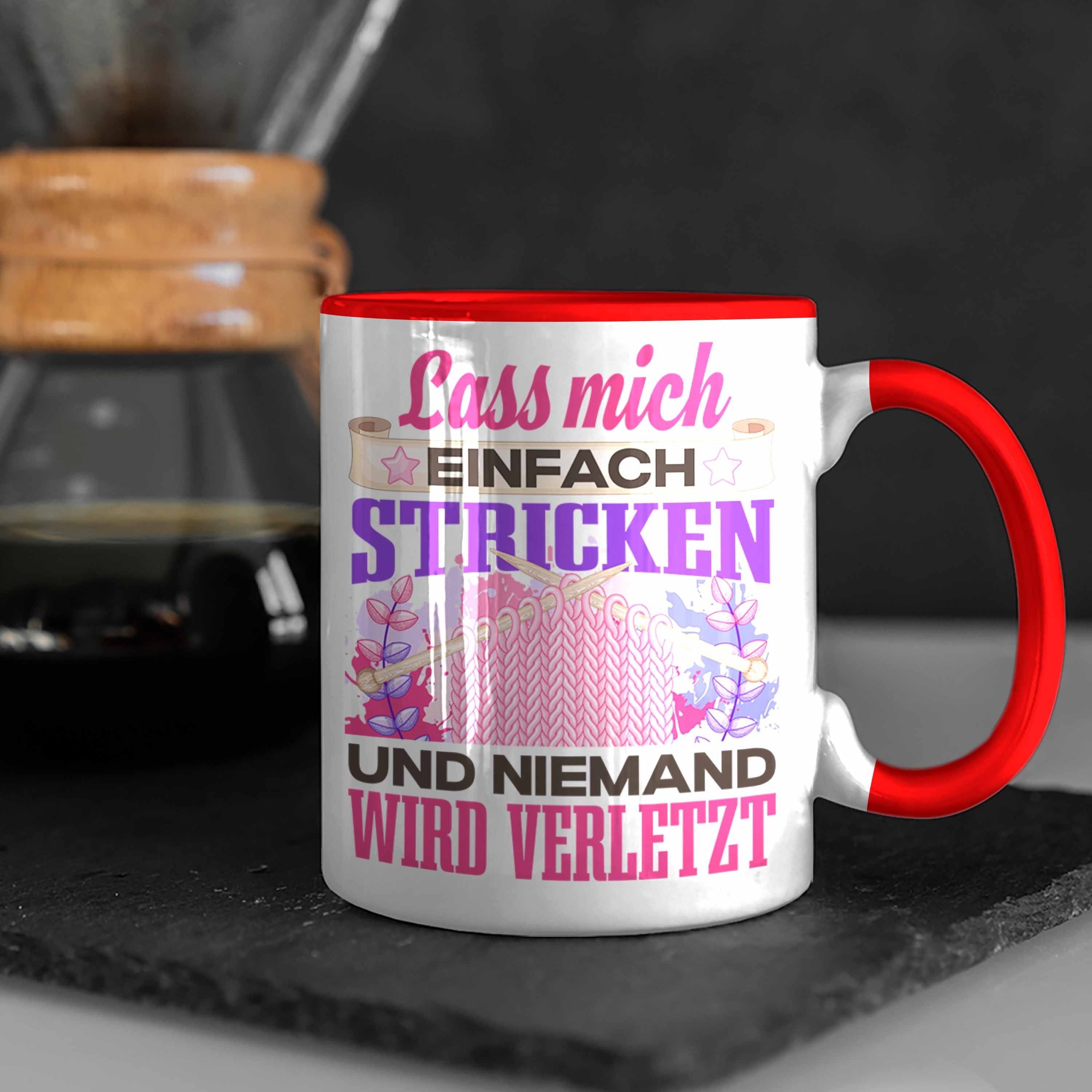 - Stricken Trendation Geschenkidee Lass Geschenk Spruch Tasse Rot Häckeln Tasse Trendation