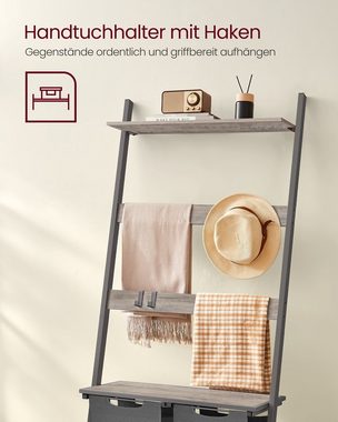 VASAGLE Wäschekorb, mit Handtuchleiter, Handtuchständer mit Wäschesammler, 2 x 46 L