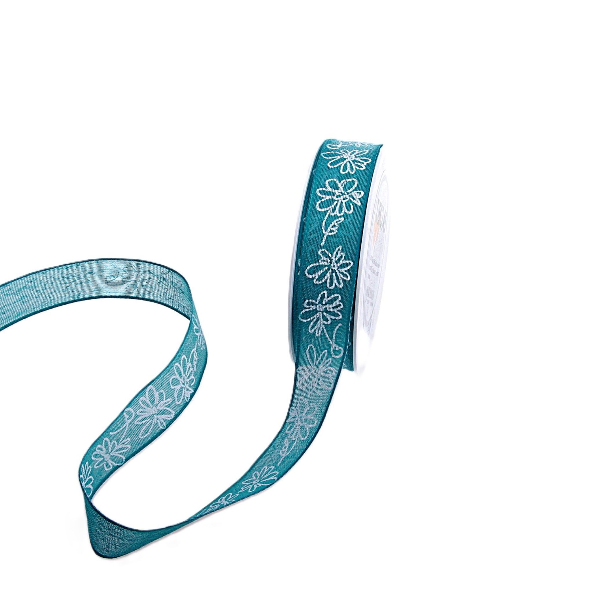 Deko AS Geschenkband Dekoband "Fleur Blanche" türkis - 25mm 20m - 6357-25-20-47