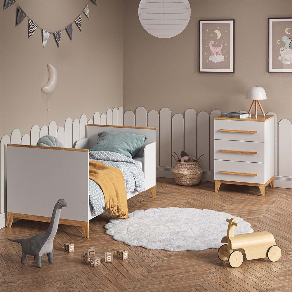 VitaliSpa® Kommode Malia, Weiß/Eiche, 60 x 88 cm