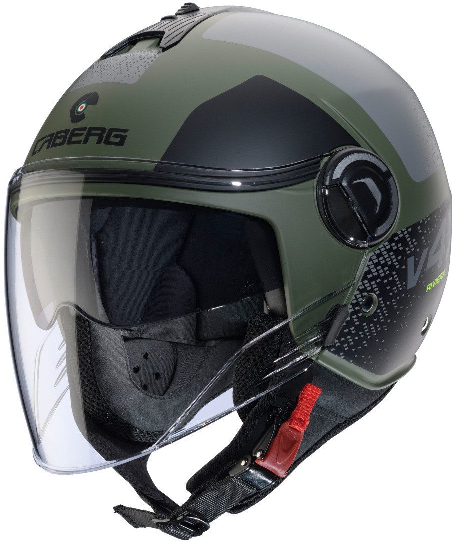 Caberg Motorradhelm Riviera V4 X Alpha Jethelm, vorbereitet für Kommunikationssystem