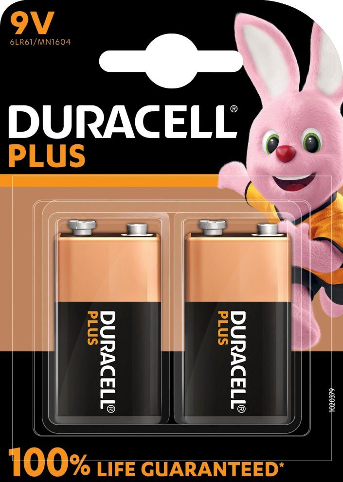Duracell 2er Pack Plus Batterie, 6LR61 (2 St)