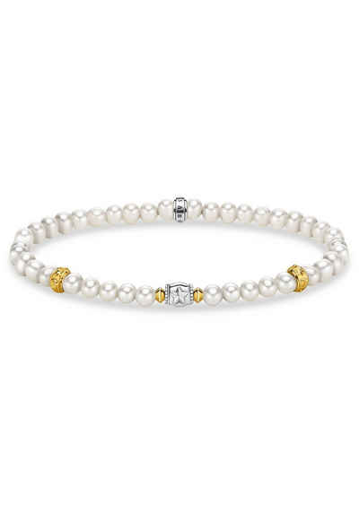 THOMAS SABO Armband »Beige Perlen mit Halbmond Silber, A1979-430-14-L15,5, 17«, mit Süßwasserzuchtperlen