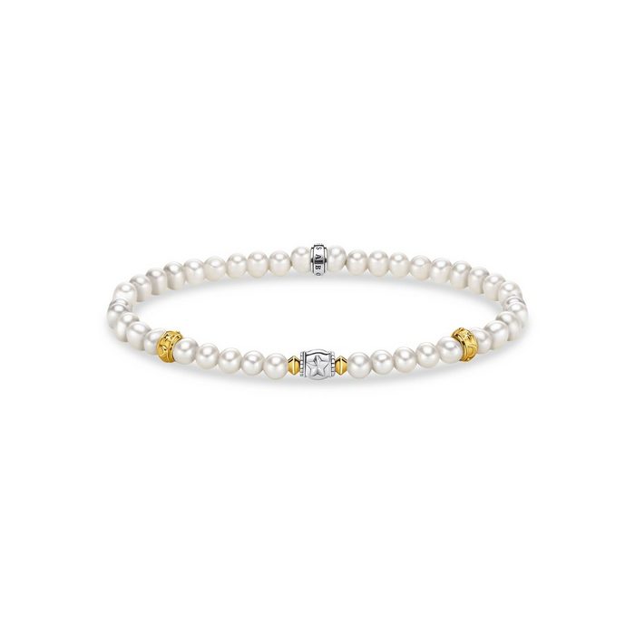 THOMAS SABO Armband Beige Perlen mit Halbmond Silber A1979-430-14-L15 5 17 mit Süßwasserzuchtperlen