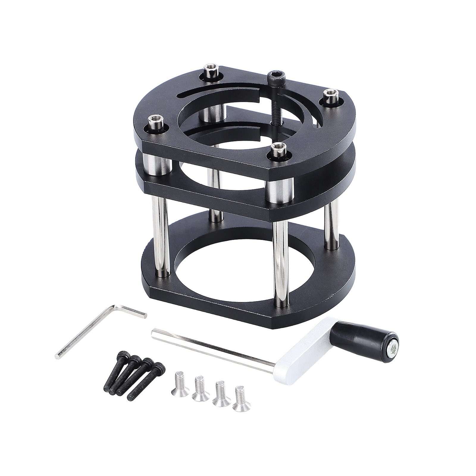 SEEZSSA Oberfrästisch Hebesockelsatz aus Aluminiuml für 64-66 mm Motordurchmesser, , (für darunter Gravier-, Schlitz-, Trimm- und Fasenmaschinen), Holzbearbeitungsmaschinen für kleinere Fräsmaschinen