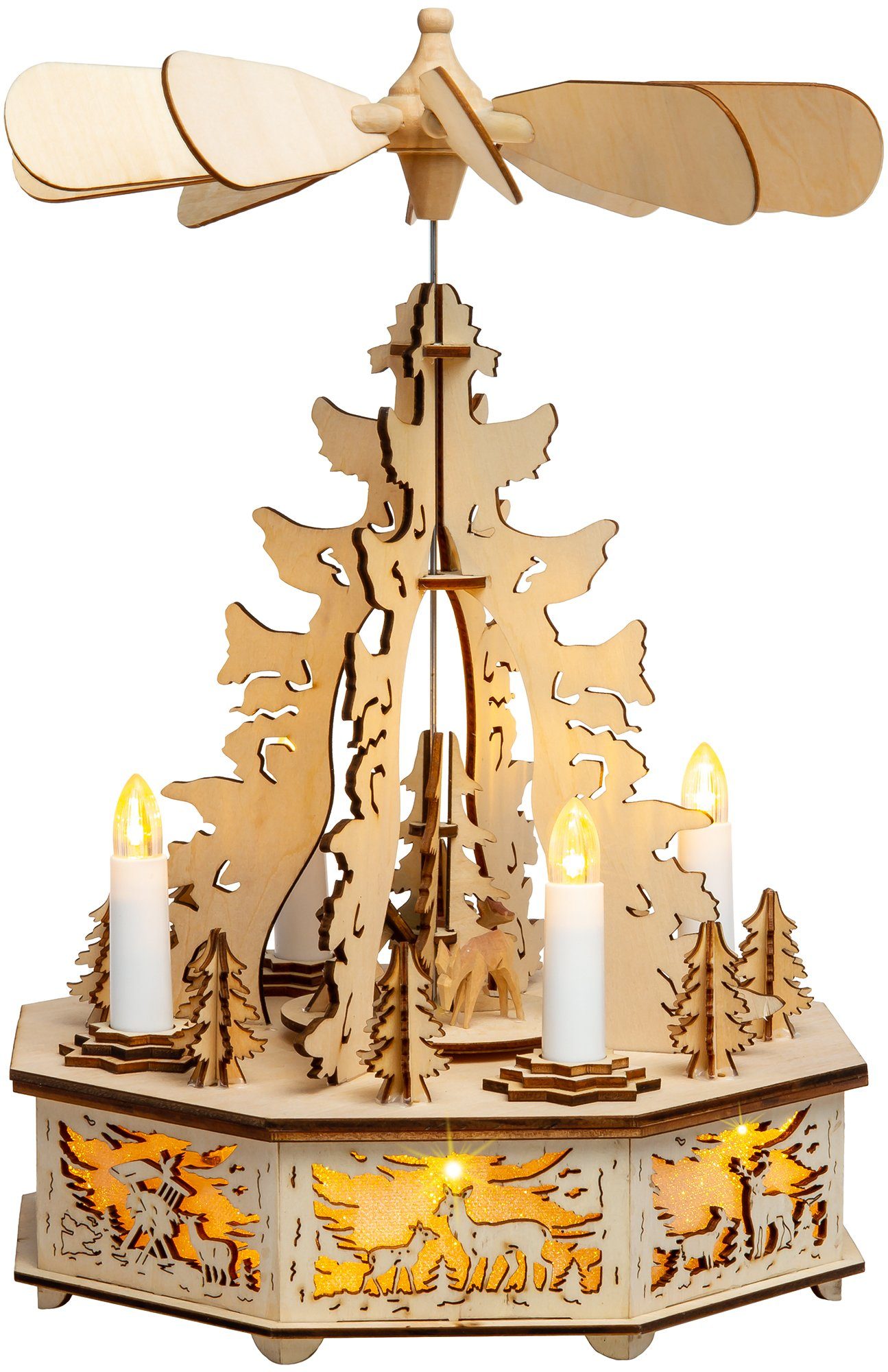 SIKORA Weihnachtspyramide mit LED Beleuchtung und elektrischem Antrieb Pyramide Deko - P31