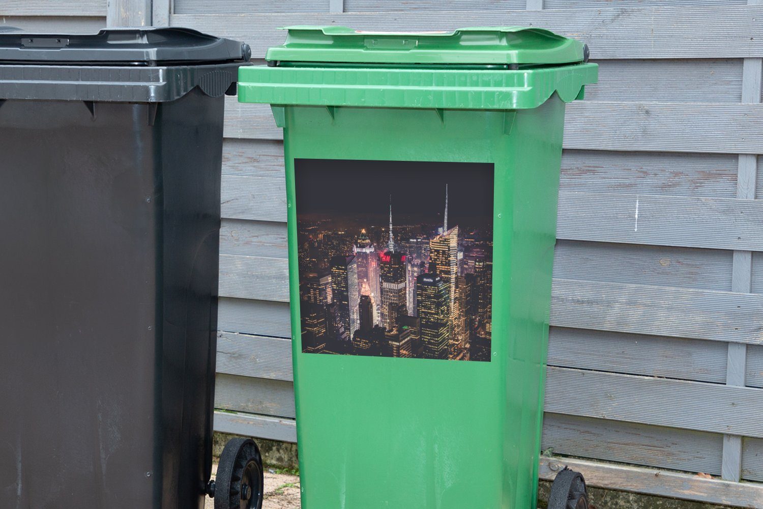 Beleuchtung Wandsticker Container, (1 Sticker, - Logo - Abfalbehälter New MuchoWow York Mülleimer-aufkleber, Mülltonne, St),