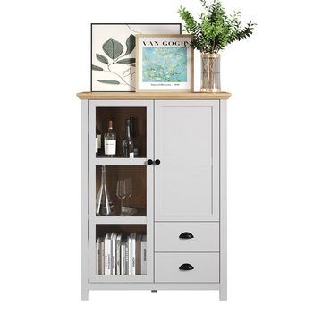 trendteam Highboard Landside, Anrichte Kommode Wohnzimmerschrank Sideboard Grau 97x130x41cm