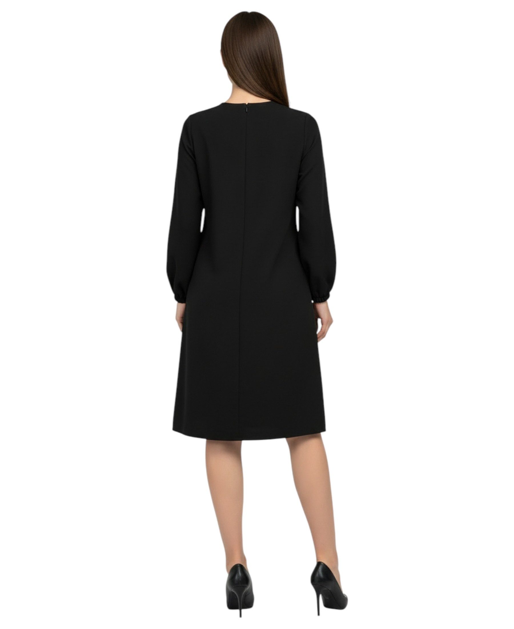 fashionshowcase Longtunika Damen Kleid Kleid mit Schlitz und Steindetail langärmlig Seitlicher Schlitz mit Steindetail