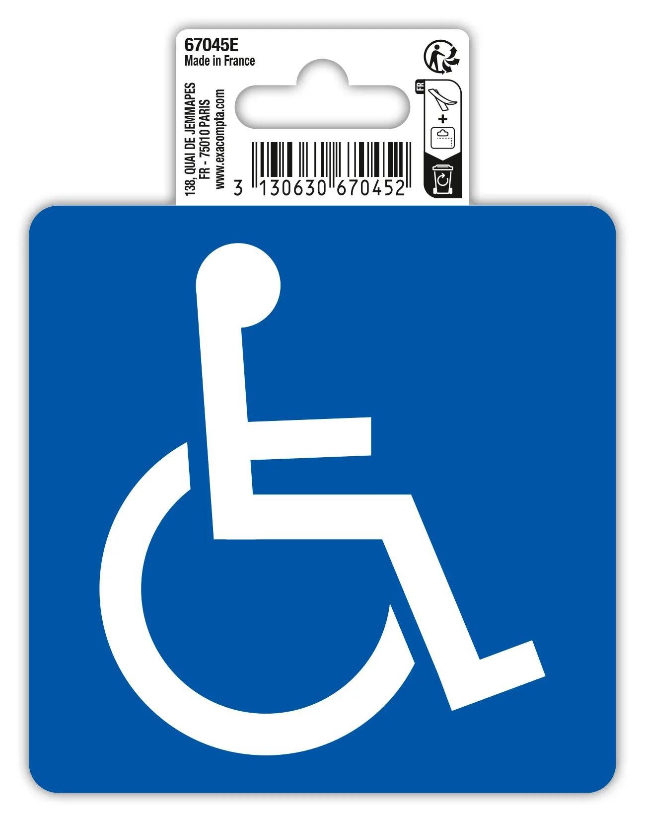 Warnschild Hinweisschild selbstklebend PVC Behinderung 10 cm Blau 67045E