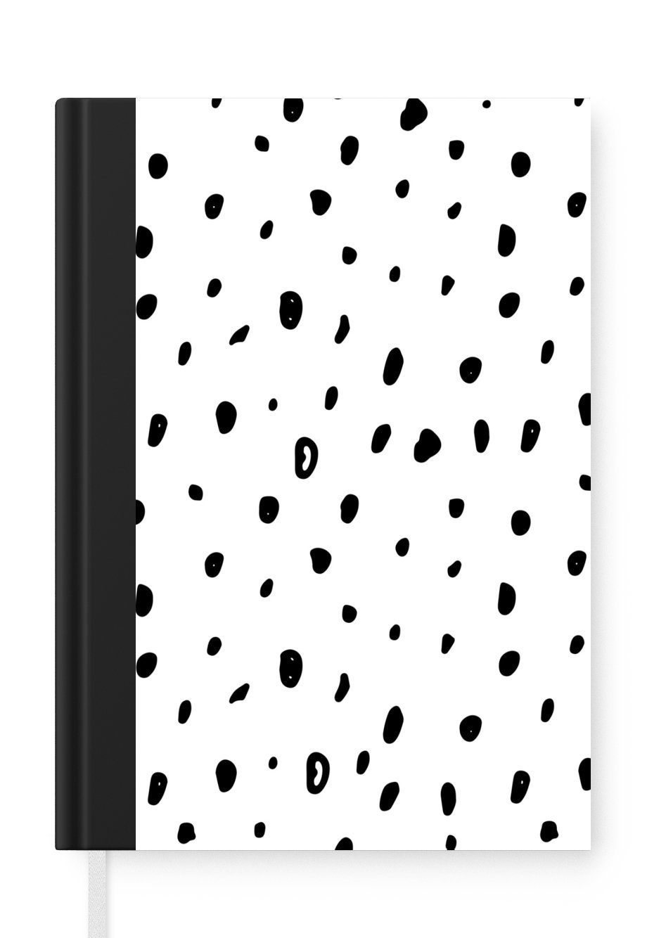 MuchoWow Notizbuch Polka dots - Schwarz - Weiß - Muster, Journal, Merkzettel, Tagebuch, Notizheft, A5, 98 Seiten, Haushaltsbuch