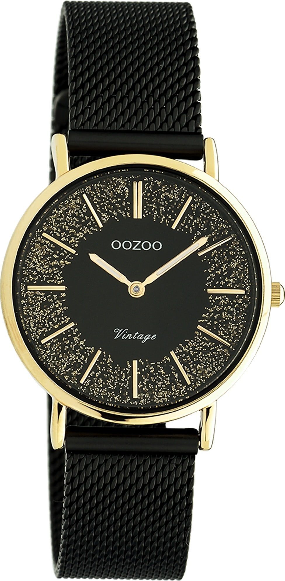 OOZOO Quarzuhr Oozoo Damen Armbanduhr Vintage Series, Damenuhr rund, mittel (ca. 32mm) Metall, Mesharmband, Casual-Style