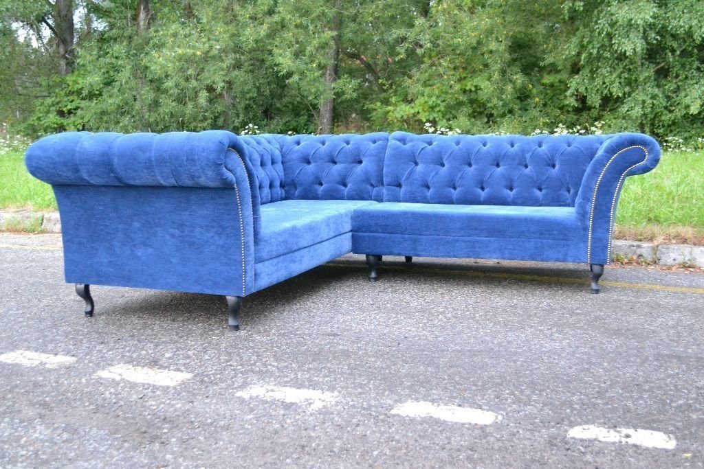 JVmoebel Chesterfield-Sofa Chesterfield Sofa aus Lederimitat oder Samtstoff, handgefertigt, Made in Europa