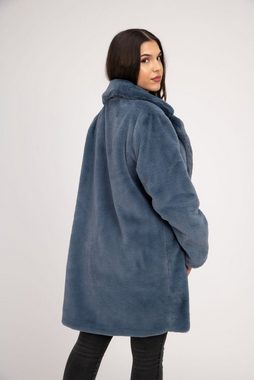 Antonio Cavosi Fellimitatjacke Blauer Oversized Web-Pelz Mantel