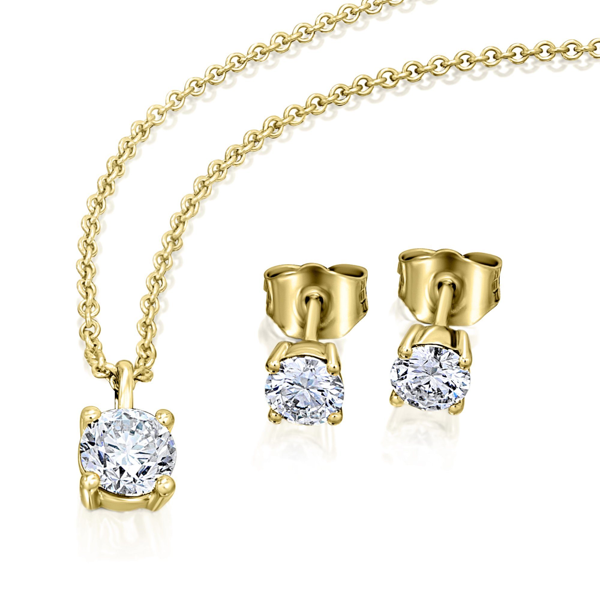 Ohrstecker Damen Ohrringe 0.30 Ohrstecker Gold Gelbgold, ELEMENT Schmuck Brillant ONE 585 aus ct Paar Diamant