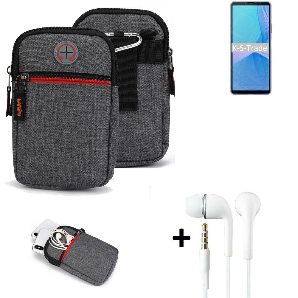 K-S-Trade Handyhülle für Sony Xperia 10 III, Gürteltaasche + Kopfhörer Handy Tasche Holster Schutz Hülle