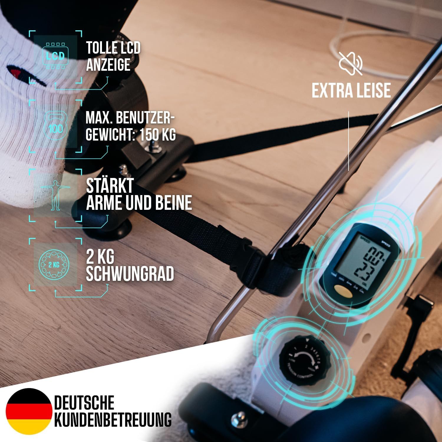 Fjoerdesports Mini-Heimtrainer Arm- und Beintrainer, Mini-Heimtrainer, Training im Home-Office