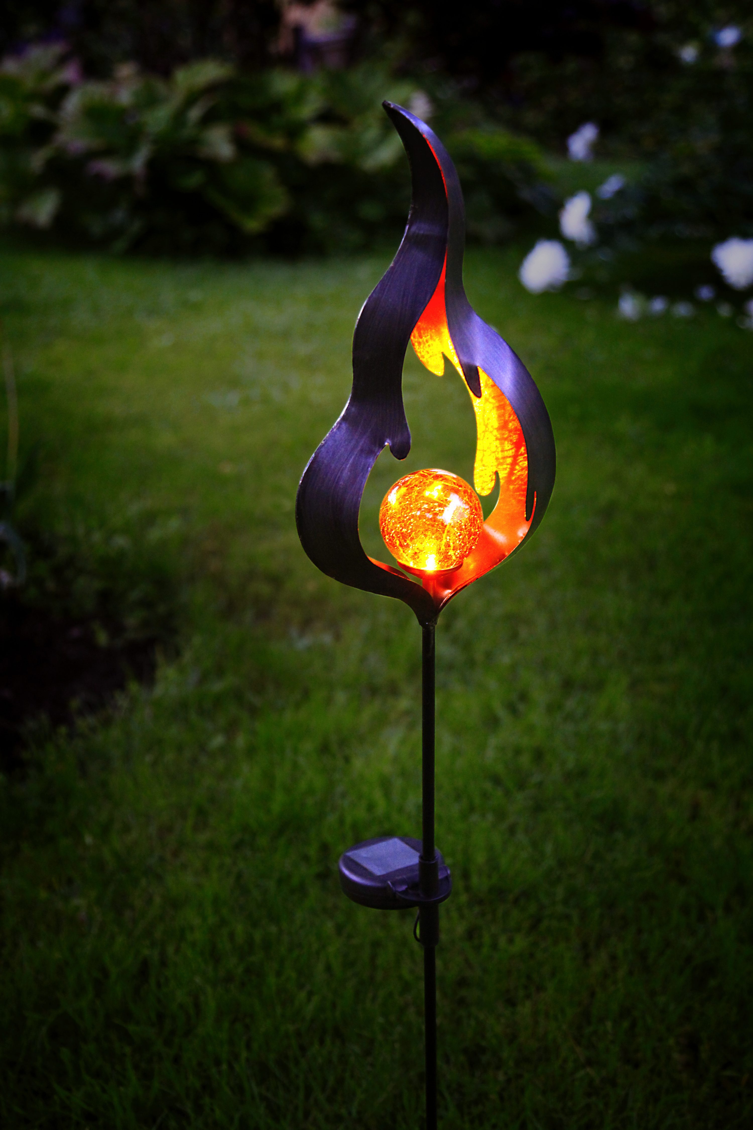 STAR TRADING LED Solarleuchte Solar Dekoration Melilla, Tageslichtsensor, LED fest integriert, bernsteinfarben, Dämmerungssensor, amberfarbenes Licht, Schalter