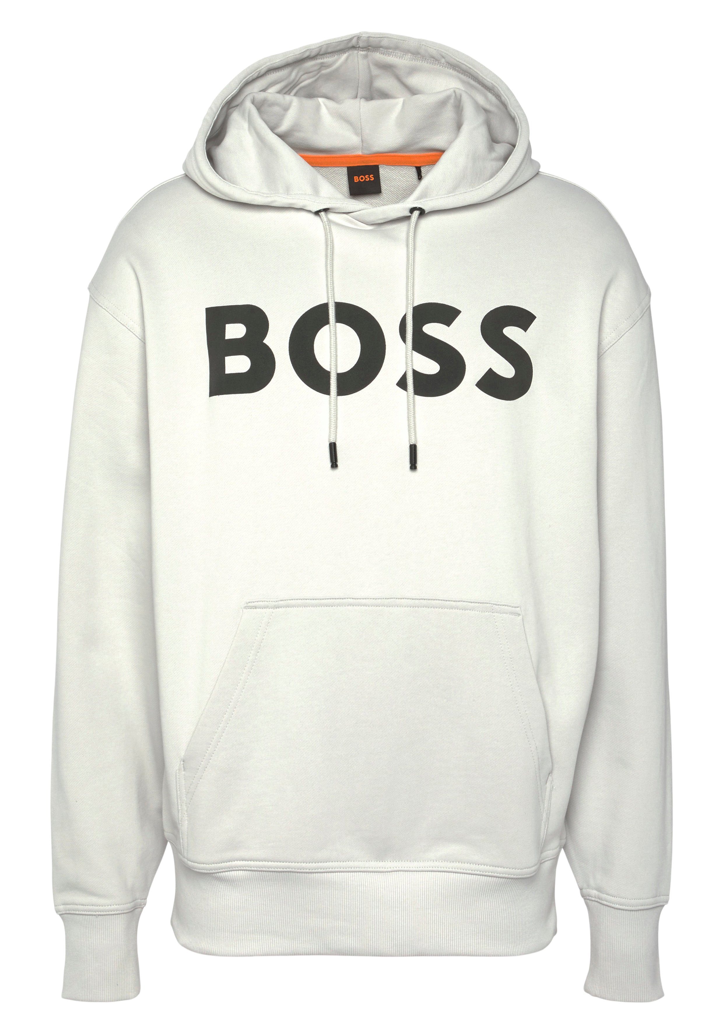 BOSS ORANGE Sweatshirt WebasicHood mit großem BOSS Print auf der Brust Light/Pastel Grey