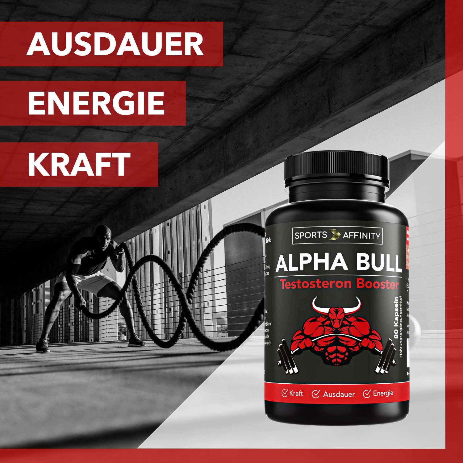 Sports Affinity Alpha Bull - L-Arginin + Zink + Pinienrindenextrakt, 80 Kapseln Kapseln