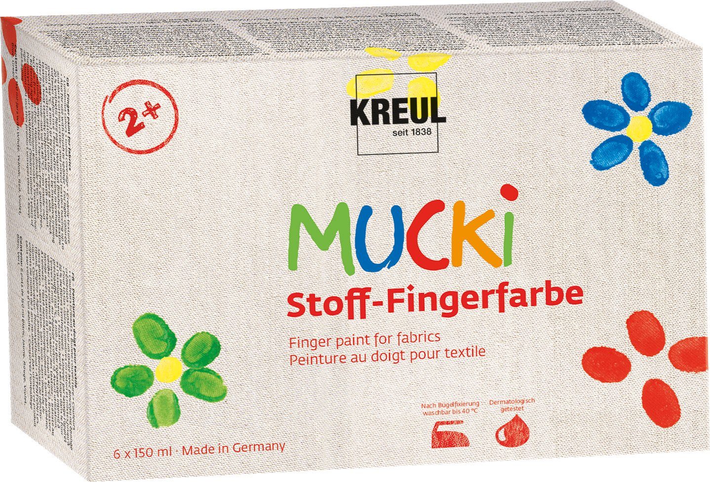 Kreul Fingerfarbe MUCKI Stoff Fingerfarbe, 6er-Set