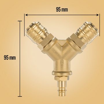 Poppstar Druckluftwerkzeug Adapter Y-Verteiler-Anschluss 2-fach, (1-St), mit Schnellkupplungen (Standard Druckluftanschluss NW 7,2)