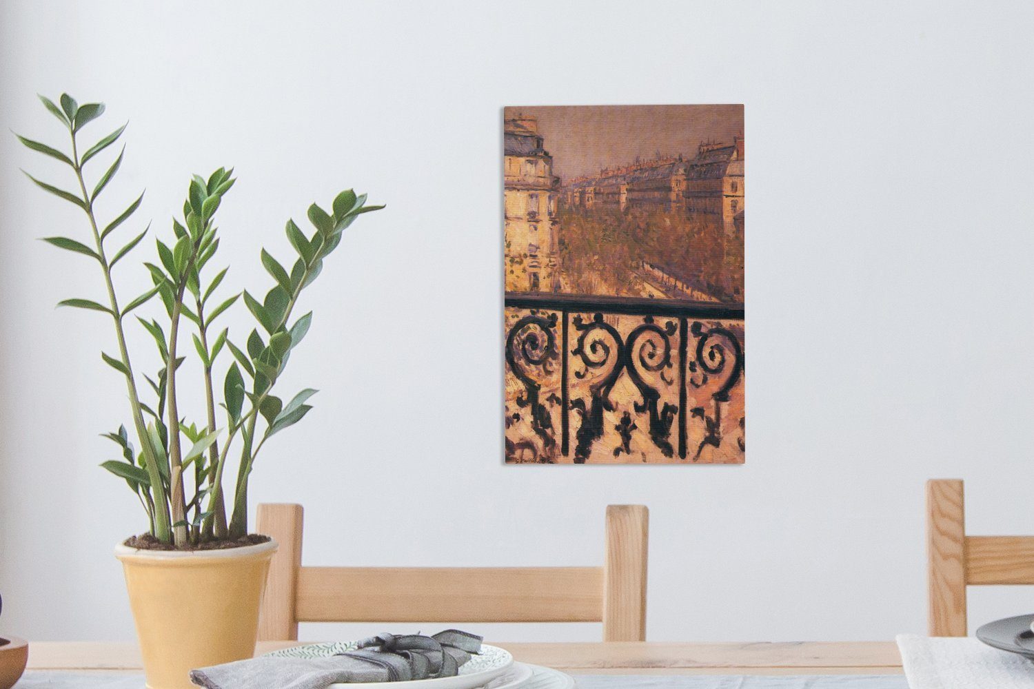 OneMillionCanvasses® Leinwandbild Ein 20x30 Zackenaufhänger, Leinwandbild Paris St), - Gustave Caillebotte, cm in (1 Balkon fertig Gemälde von bespannt inkl. Gemälde