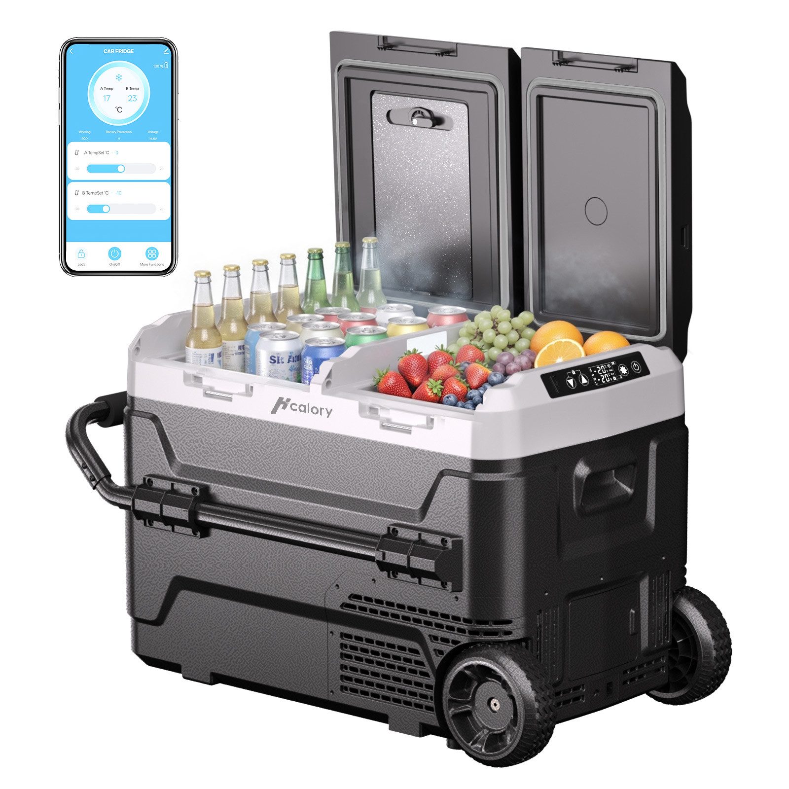 Kühlbox Kompressor-Kühlbox mit Bluetooth-App, 2 unabhängige Temperaturzonen