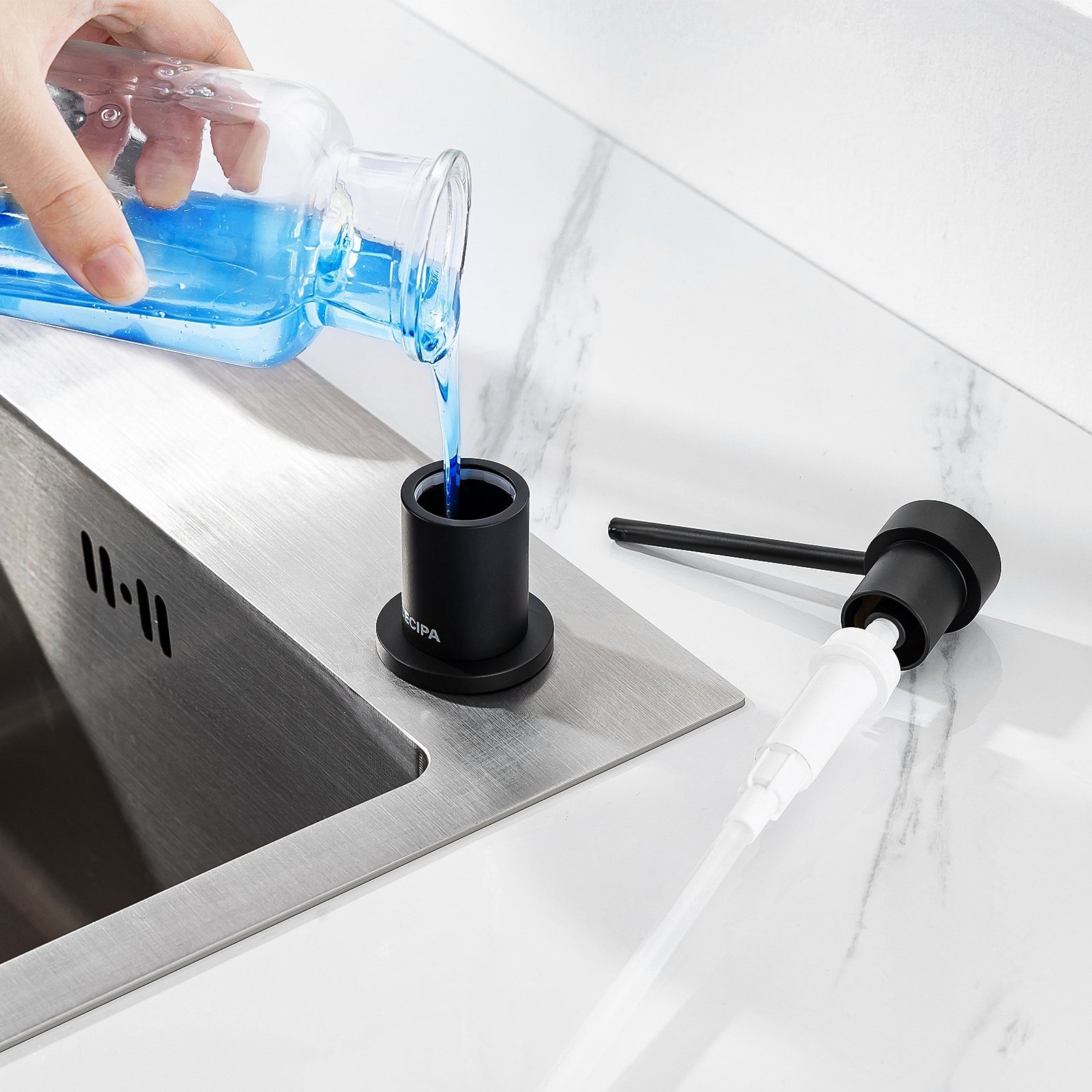 Küche 300ML Flasche Seifenspender Seifenspender Schwarz Mit Einbau CECIPA Spülmittelspender