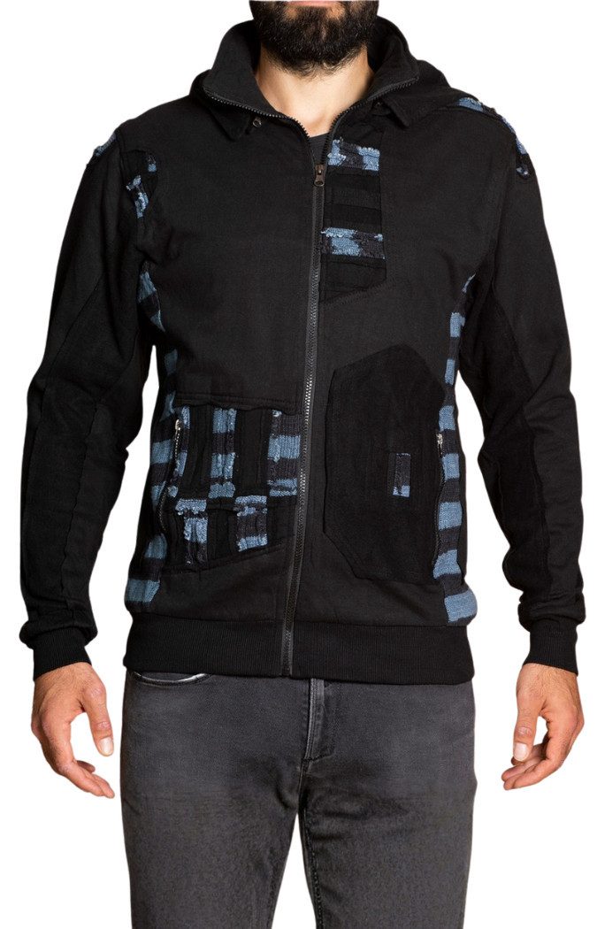 PANASIAM Wolljacke Robuste Herrenjacke mit farbigen Strickstreifen