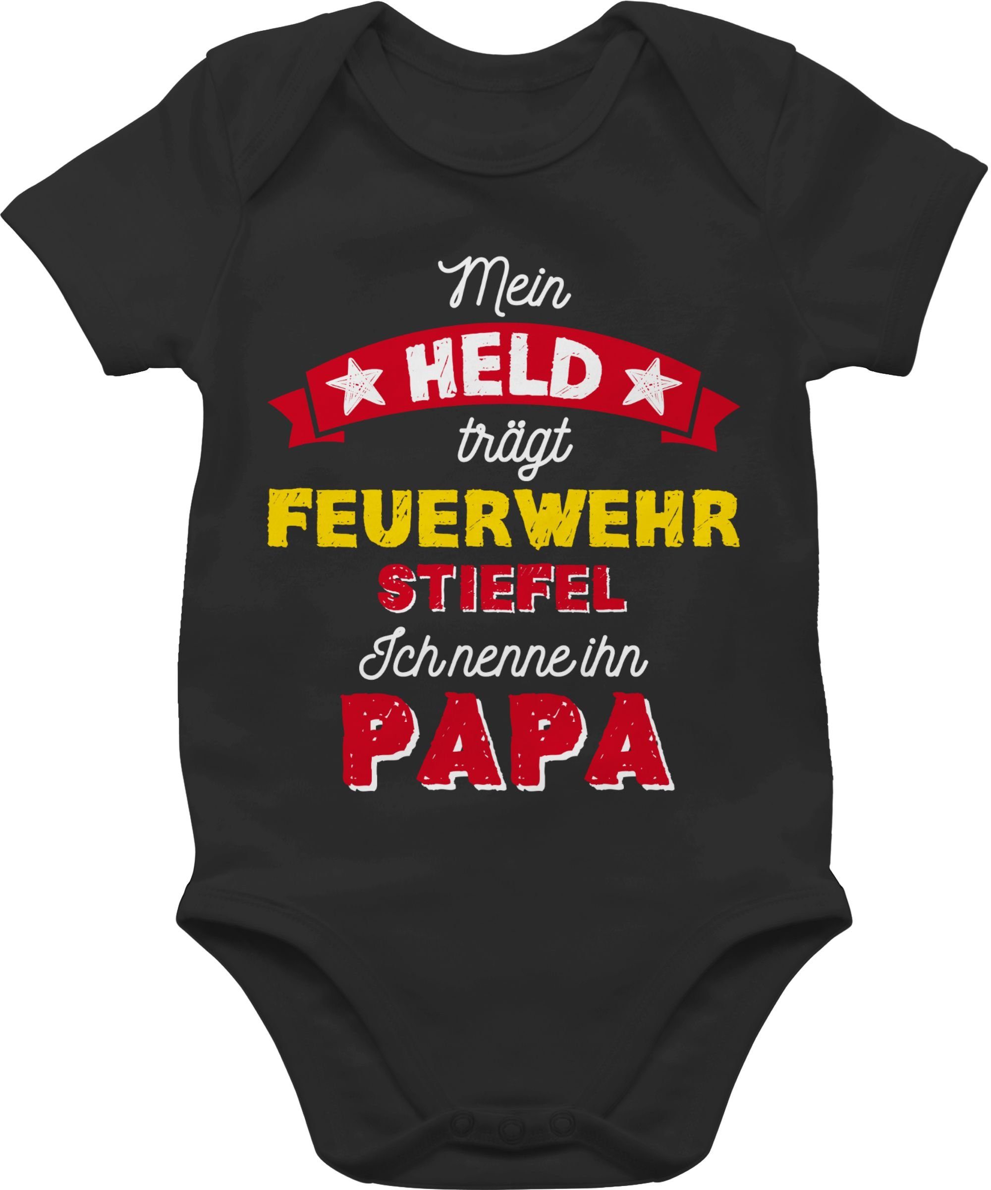 Shirtracer Shirtbody Mein Held trägt Feuerwehrstiefel Geschenk Vatertag Baby 2 Schwarz